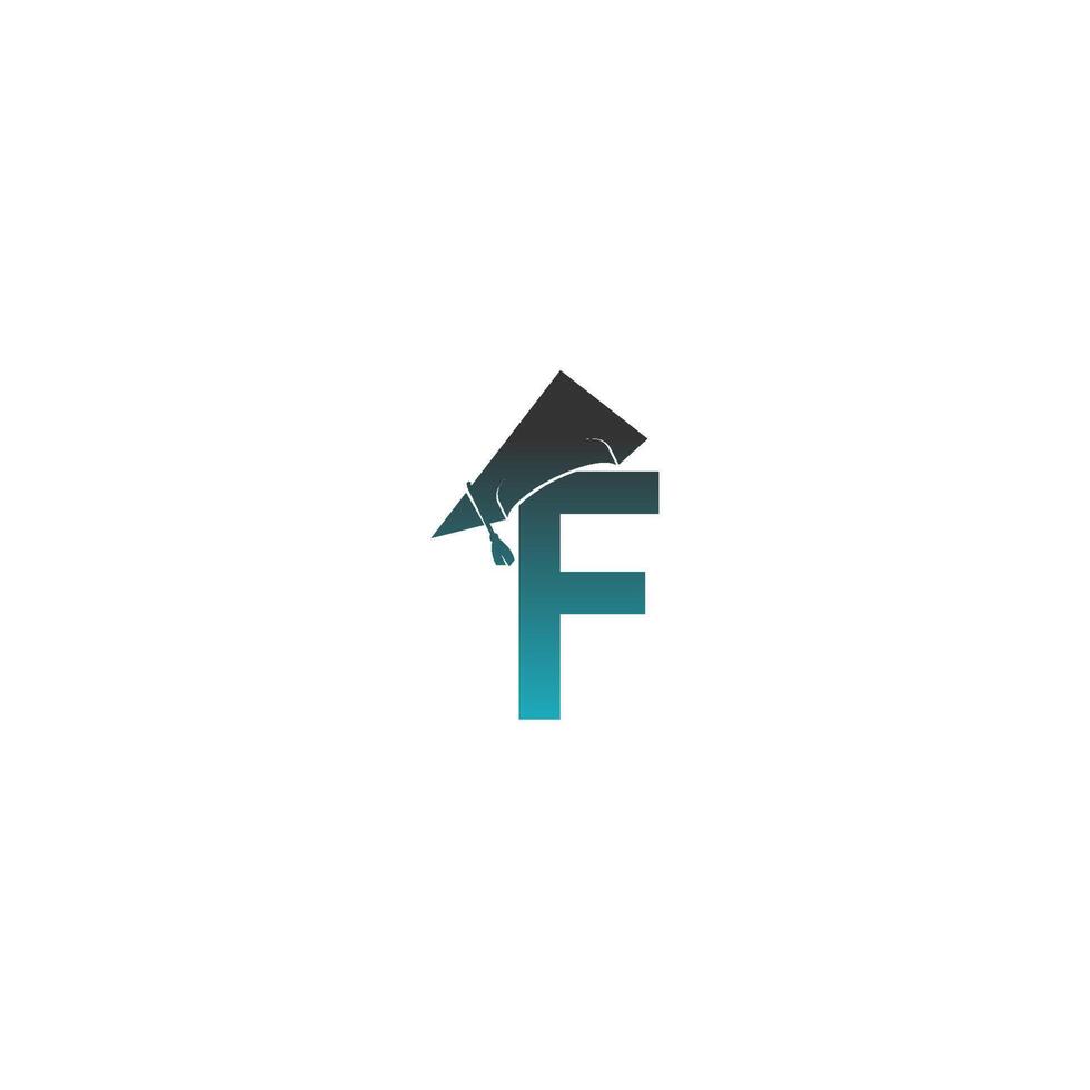 Letter F logo icon with graduation hat design vector