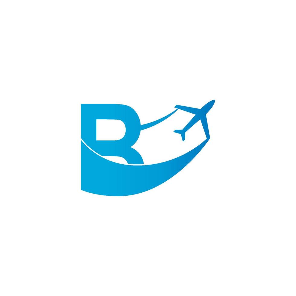 letra b con diseño de icono de logotipo de avión ilustración vectorial vector