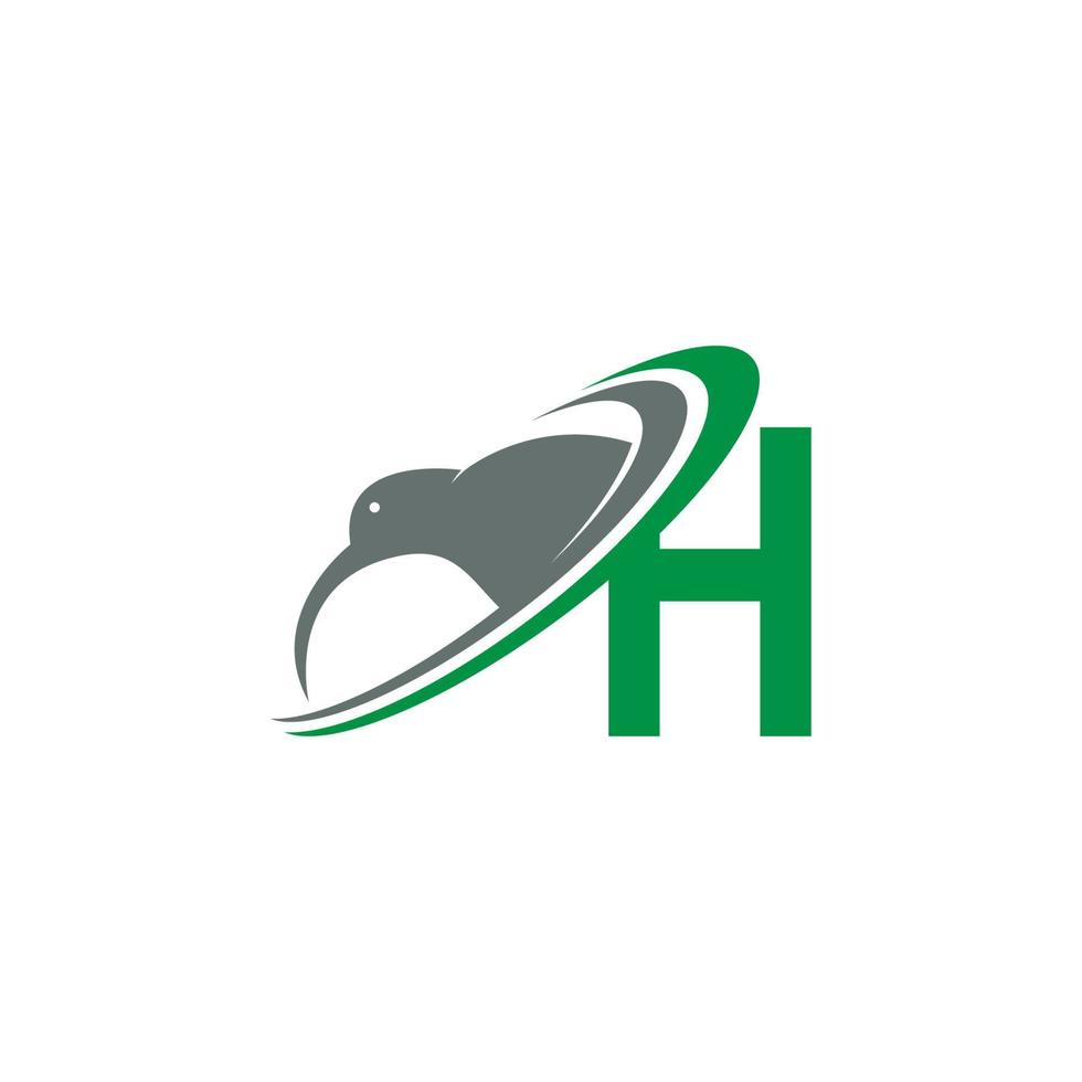 letra h con vector de diseño de icono de logotipo de pájaro kiwi