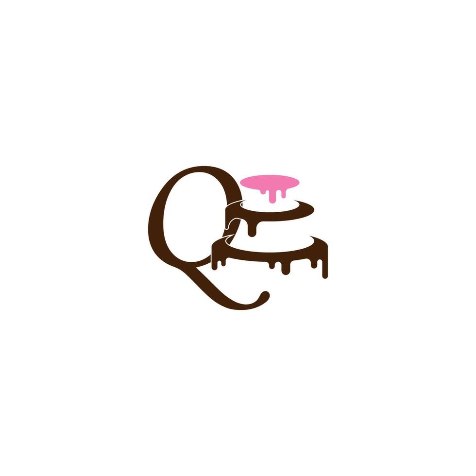 Letter Q icon with wedding cake  design template vector