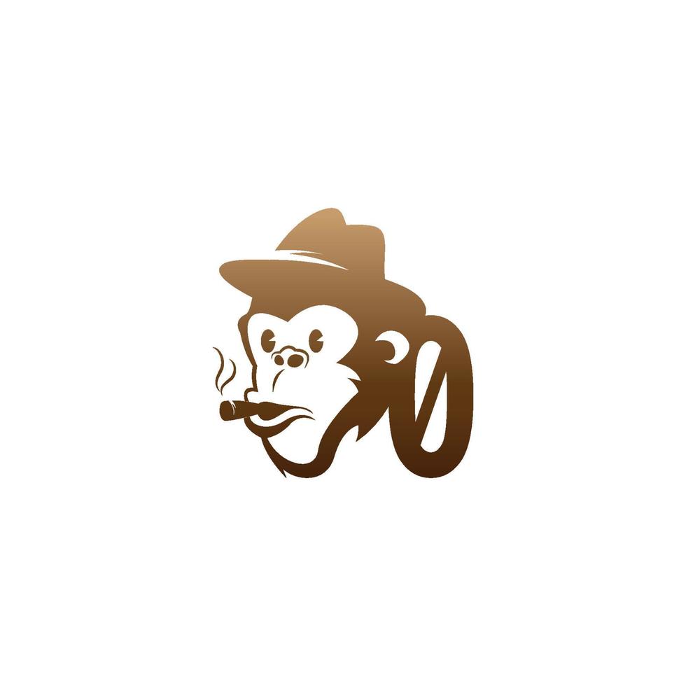 Monkey head icon logo with number zero template design vector