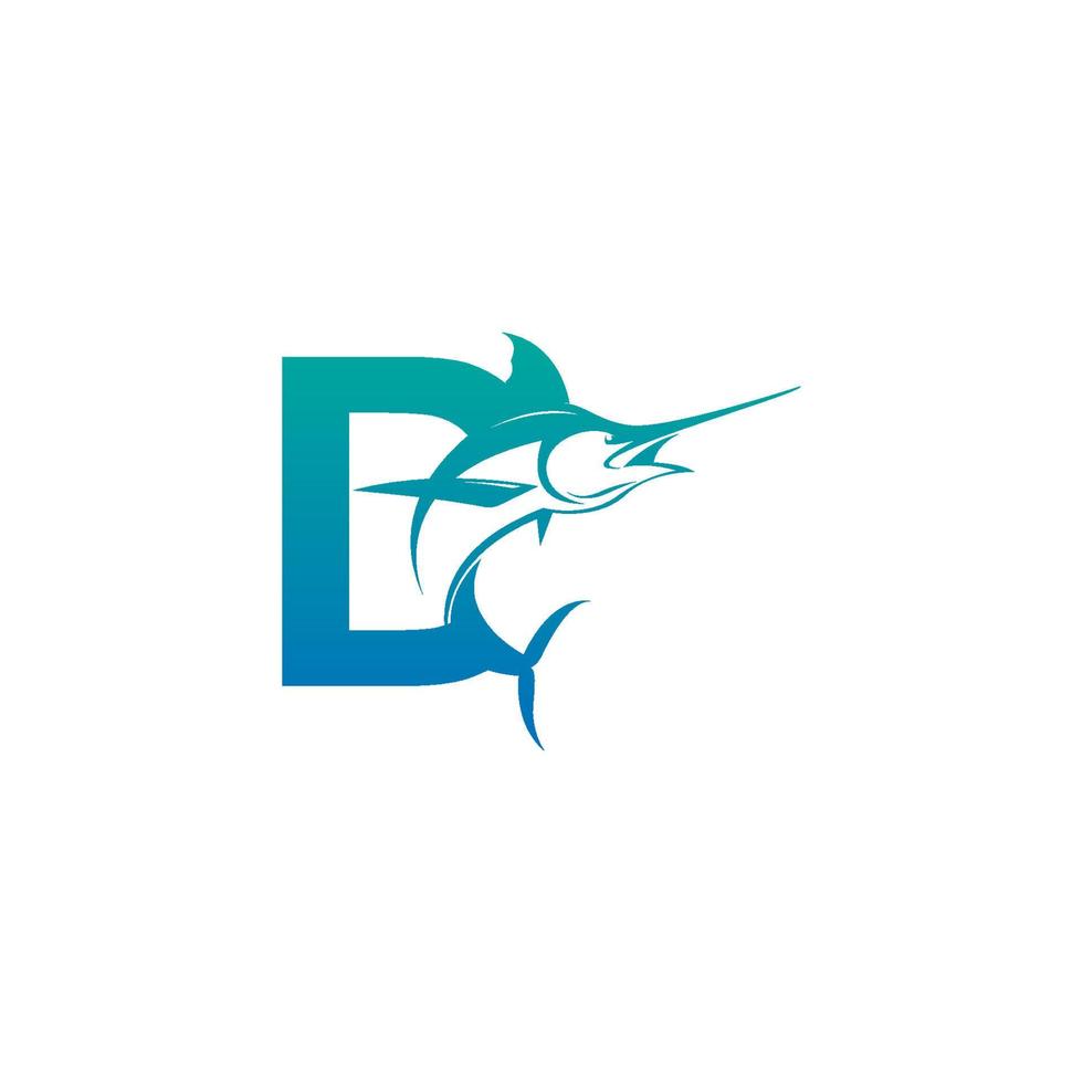 icono del logotipo de la letra d con plantilla de símbolo de diseño de pescado vector