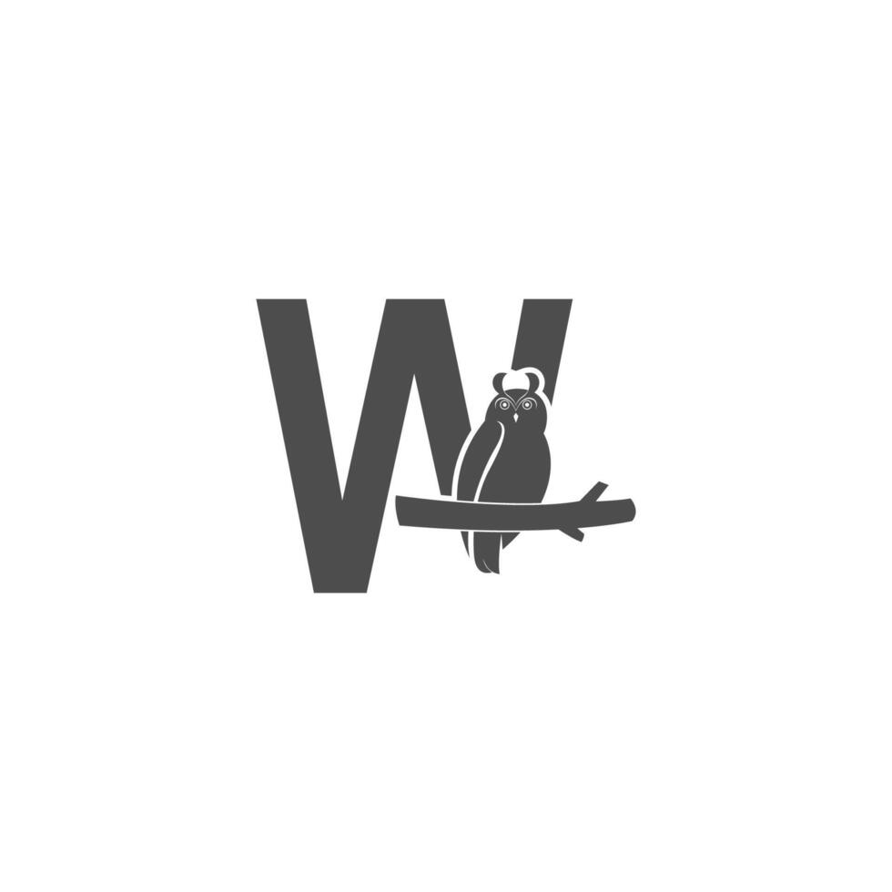 Letter W logo icon  with owl icon design vector