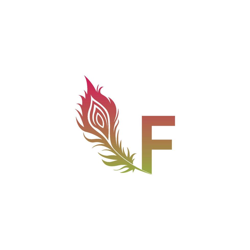 letra f con vector de diseño de icono de logotipo de pluma