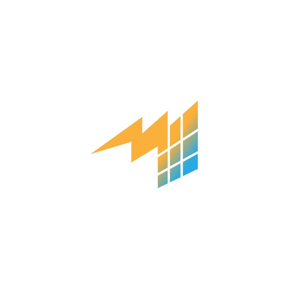 Solar power symbol lightning icon logo design vector