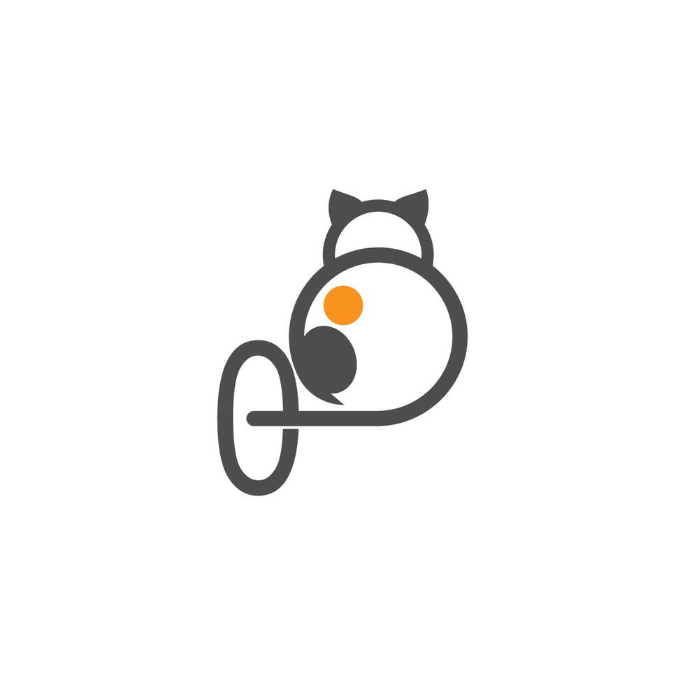 logotipo de icono de gato con vector de diseño de plantilla número cero