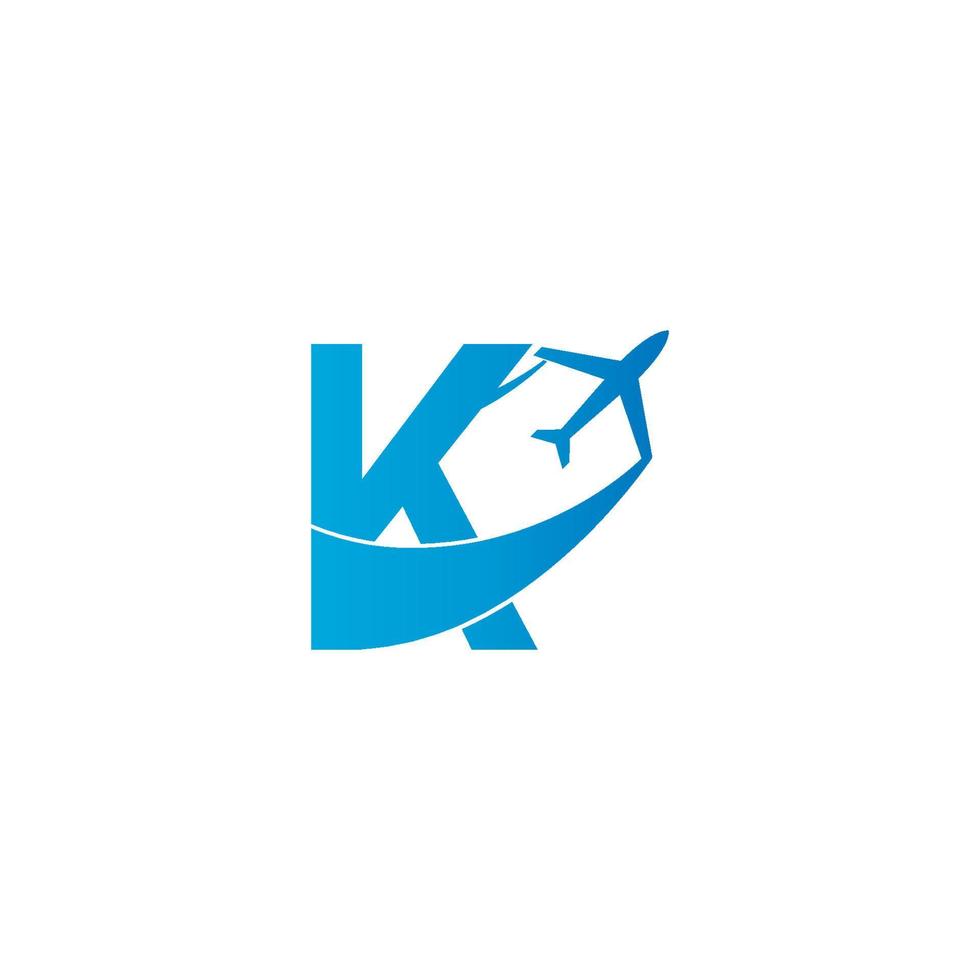 letra k con ilustración de vector de diseño de icono de logotipo de avión