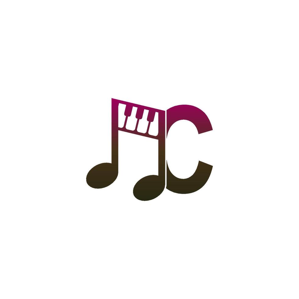 icono del logotipo de la letra c con plantilla de símbolo de diseño de nota musical vector