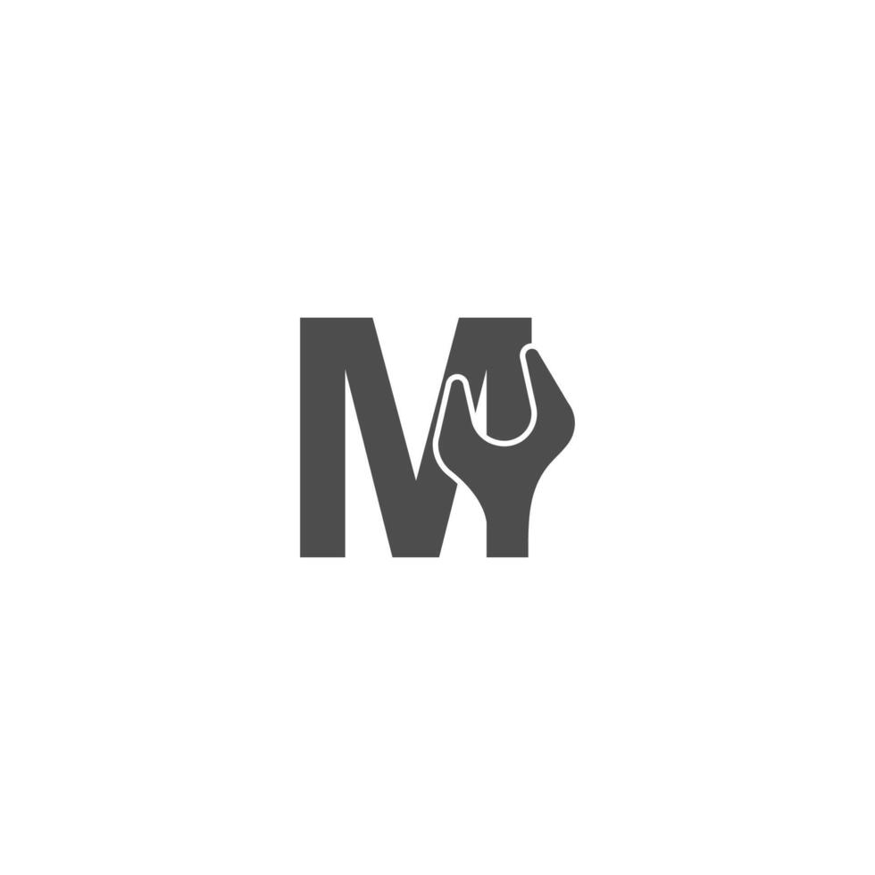 icono del logotipo de la letra m con vector de diseño de llave