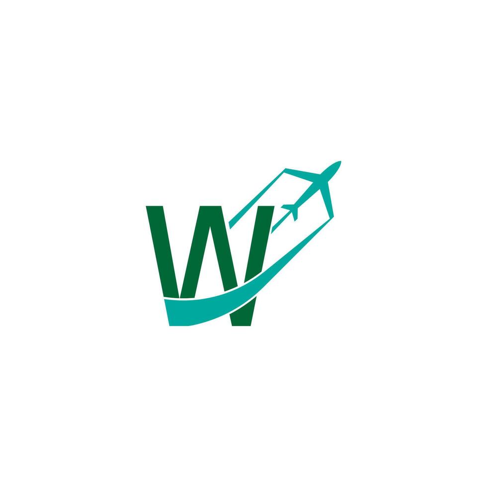 Letter W with plane logo icon design vector