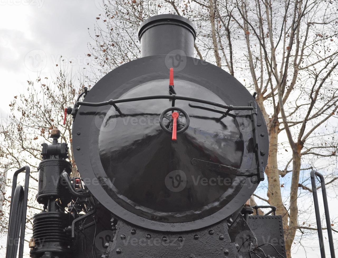 Detail of ancient steam train locomotive vehicle photo