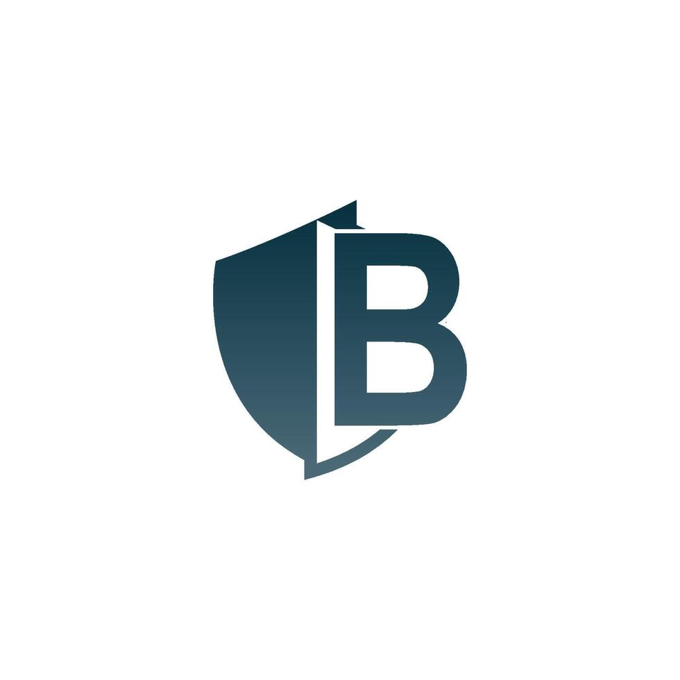 Shield logo icon with letter B beside design vector