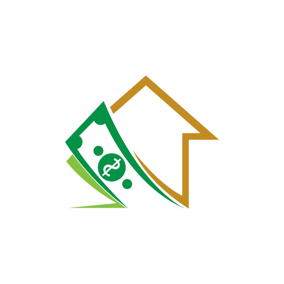 Ilustración de vector de diseño de icono de logotipo de efectivo en casa