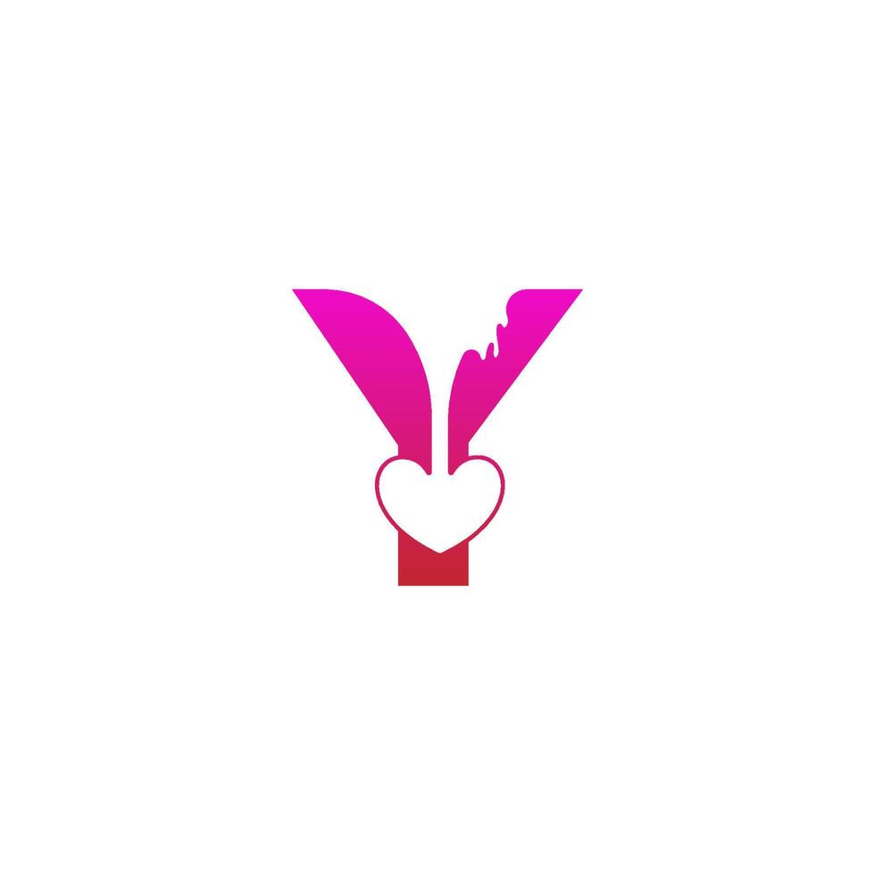 Letter Y logo icon with melting love symbol design template vector