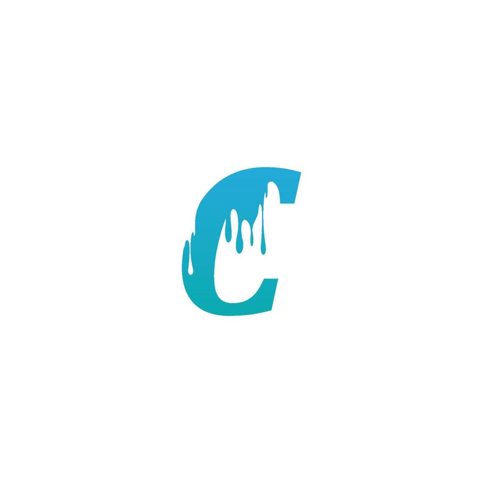 Melting Letter C icon logo design template vector