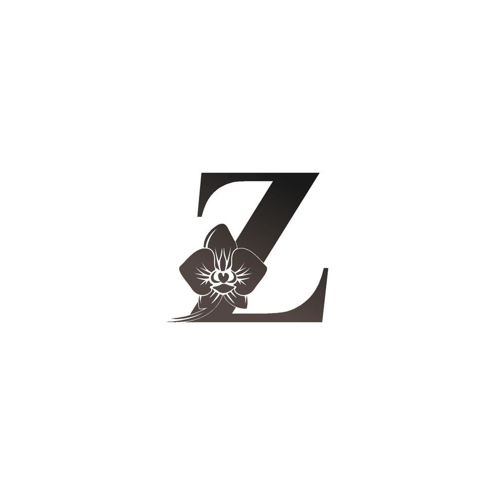 icono del logotipo de la letra z con vector de diseño de orquídea negra