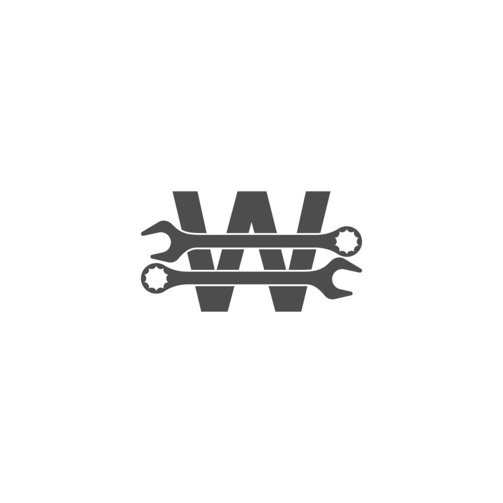 Letter W logo icon with wrench design vector