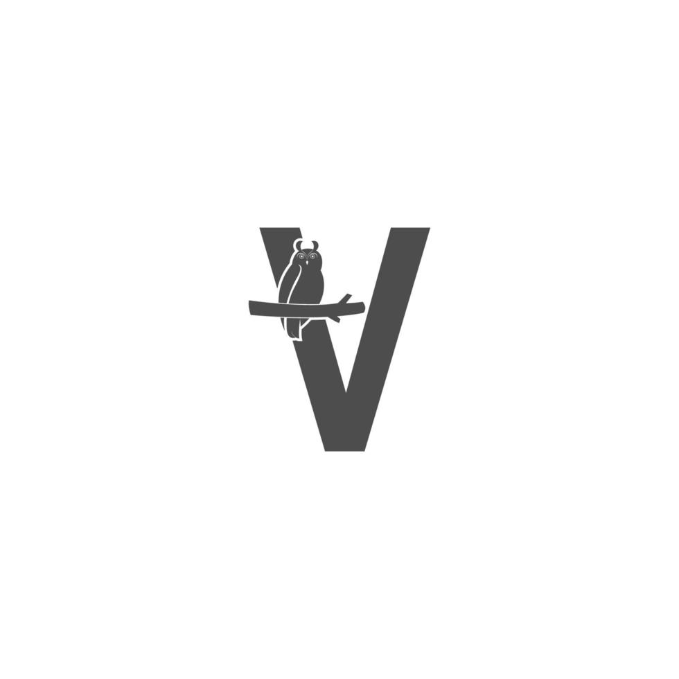 icono de logotipo de letra v con vector de diseño de icono de búho