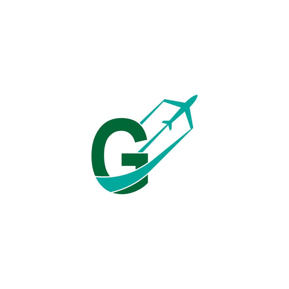 letra g con vector de diseño de icono de logotipo de avión