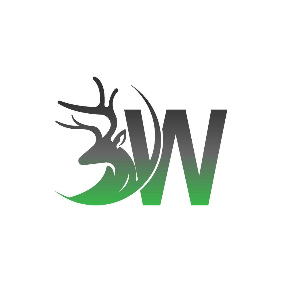 Letter W icon logo with deer illustration design vector