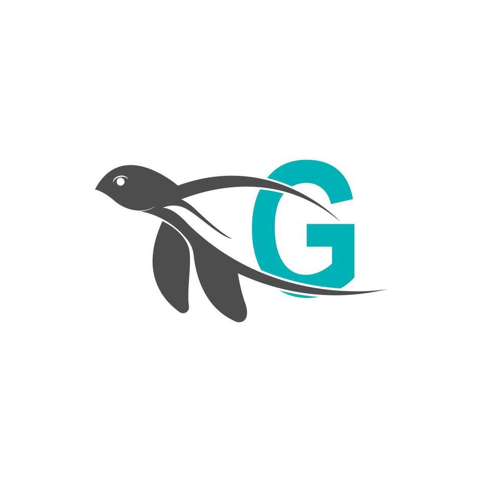 Sea turtle icon with letter G logo design illustration vector