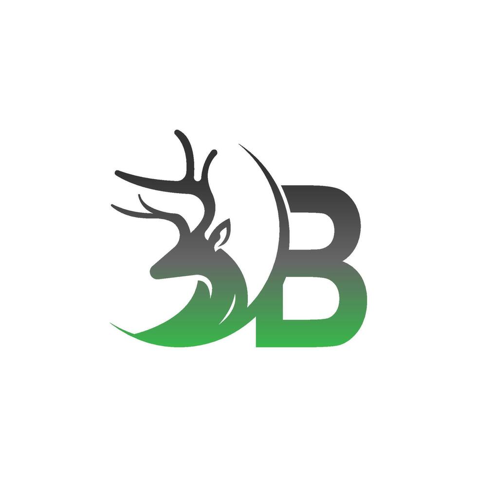 Letter B icon logo with deer illustration design vector