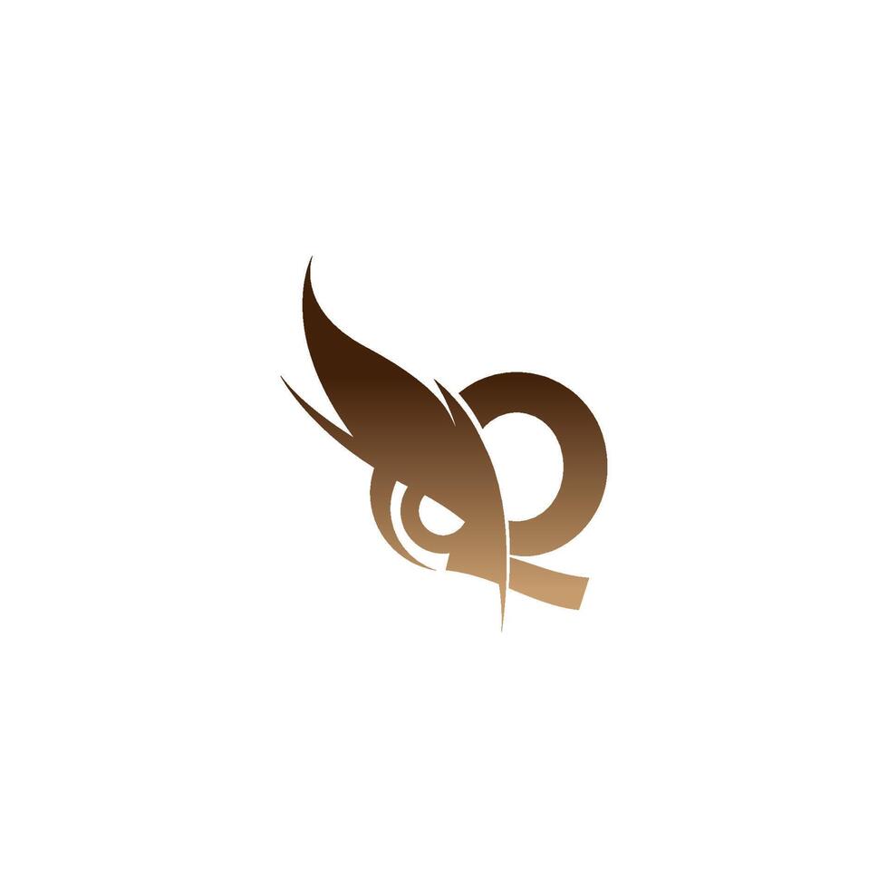 Letter Q logo icon combined with owl eyes icon design vector