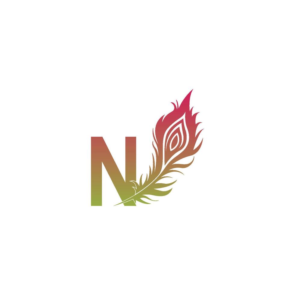 Letter N with feather logo icon design vector