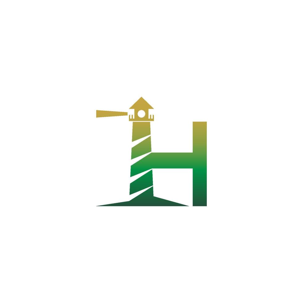 Letter H with lighthouse icon logo design template vector