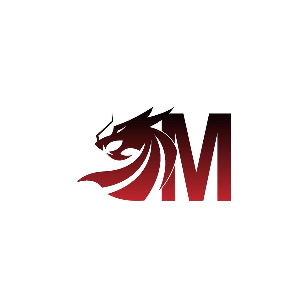 Letter M logo icon with dragon design vector