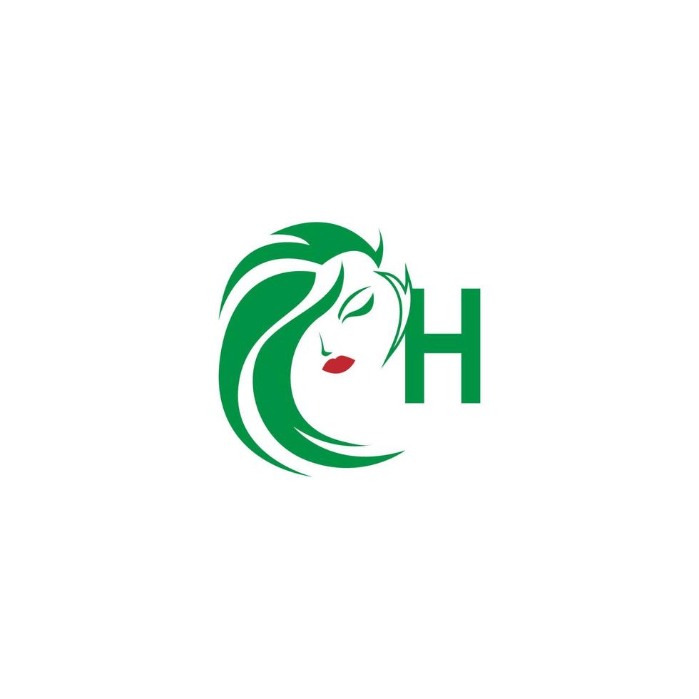 letra h con vector de diseño de icono de logotipo de cara de mujer