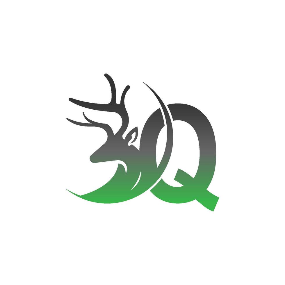 Letter Q icon logo with deer illustration design vector