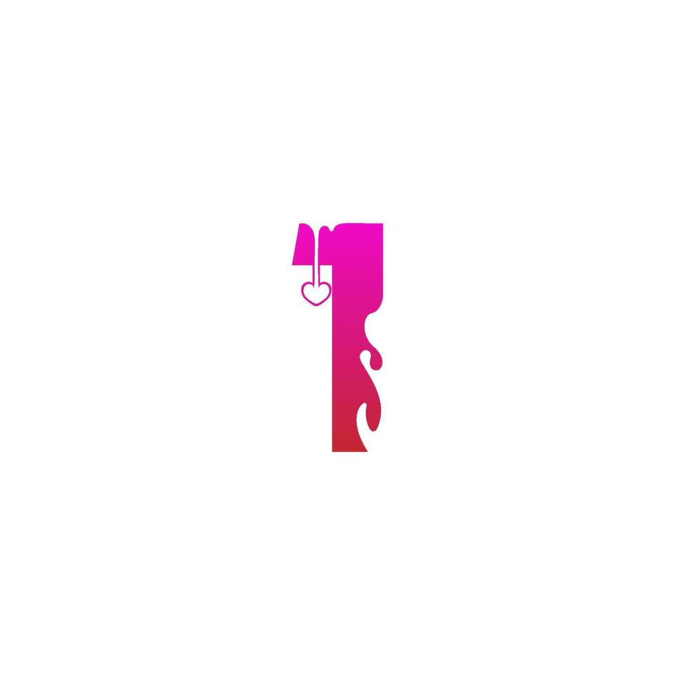 icono del logotipo número 1 con plantilla de diseño de símbolo de amor derretido vector