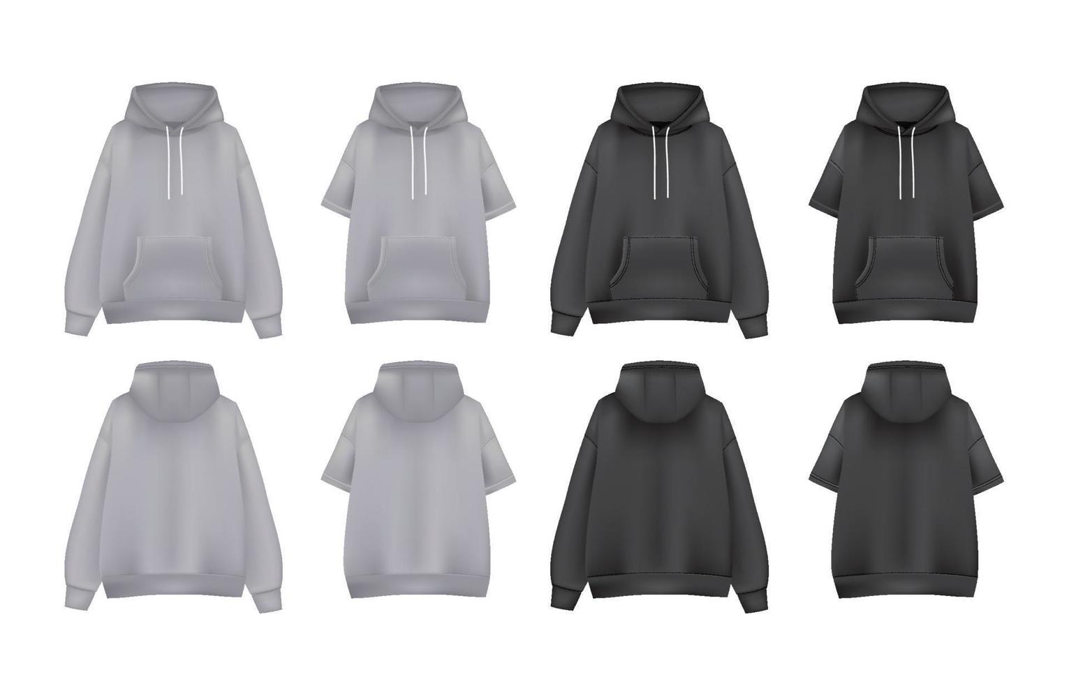 Hoodie Mockup with Alternative Preview and Sleeve Length vector