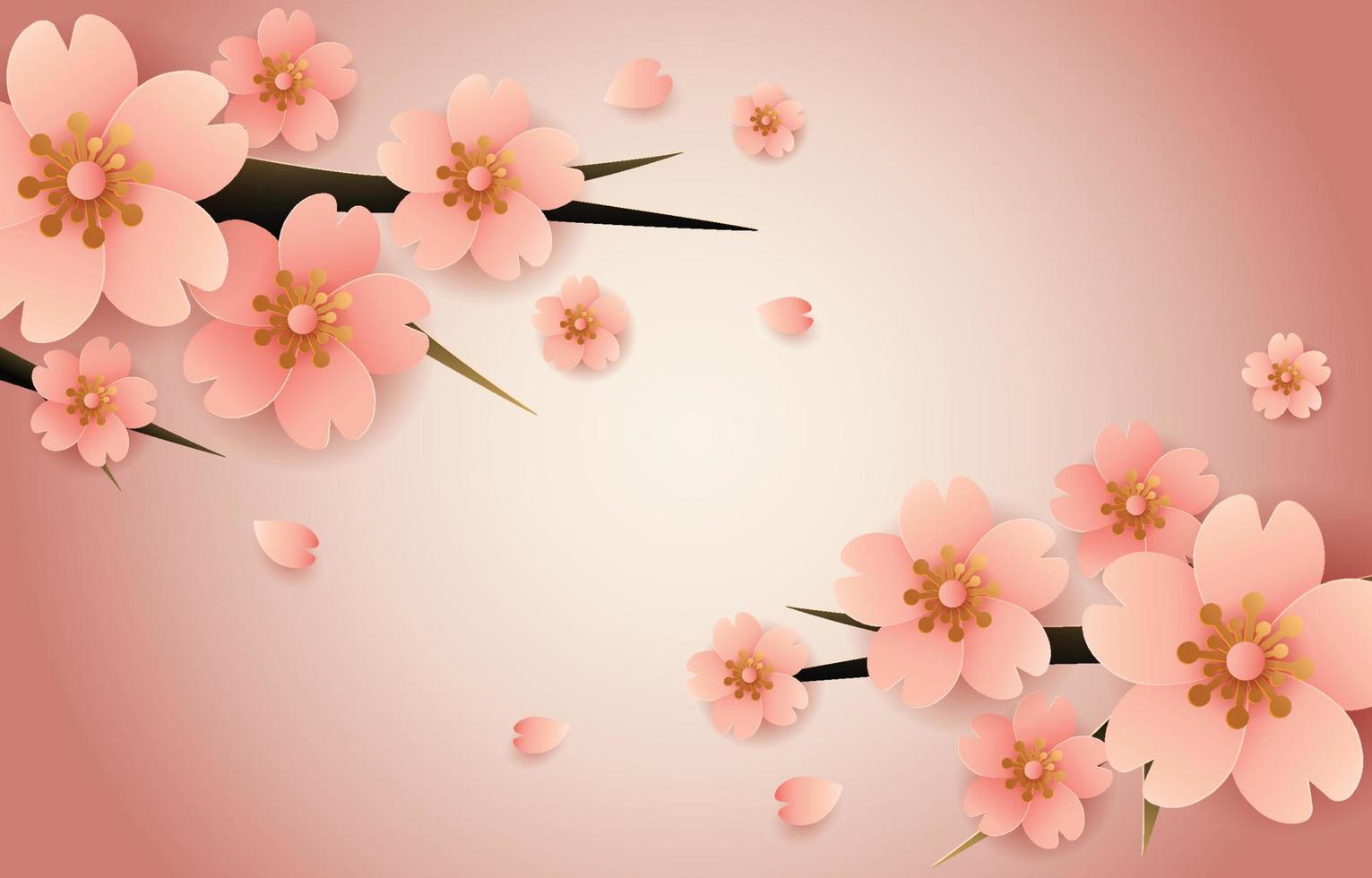 Cherry Blossom Paper Flower Background vector