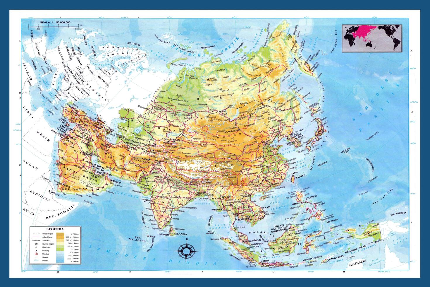 background Asia map with Indonesian version for banner wallpaper or backdrop photo