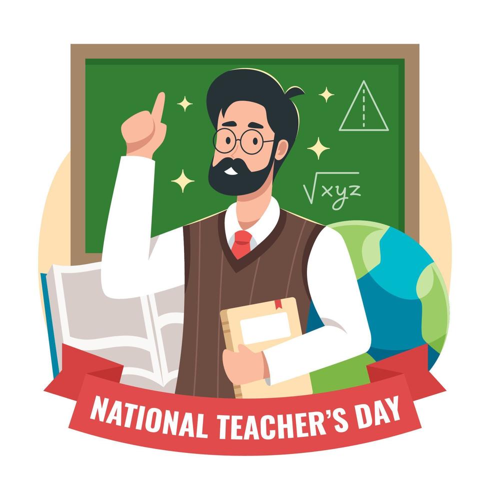 National Teachers Day Celebration with Lecturer Character vector