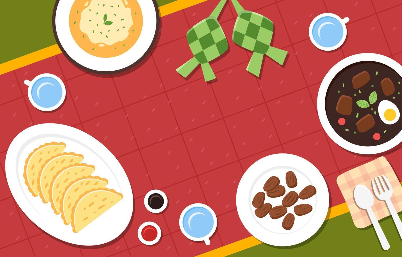 Iftar Food Background for Ramadan Fasting Month vector