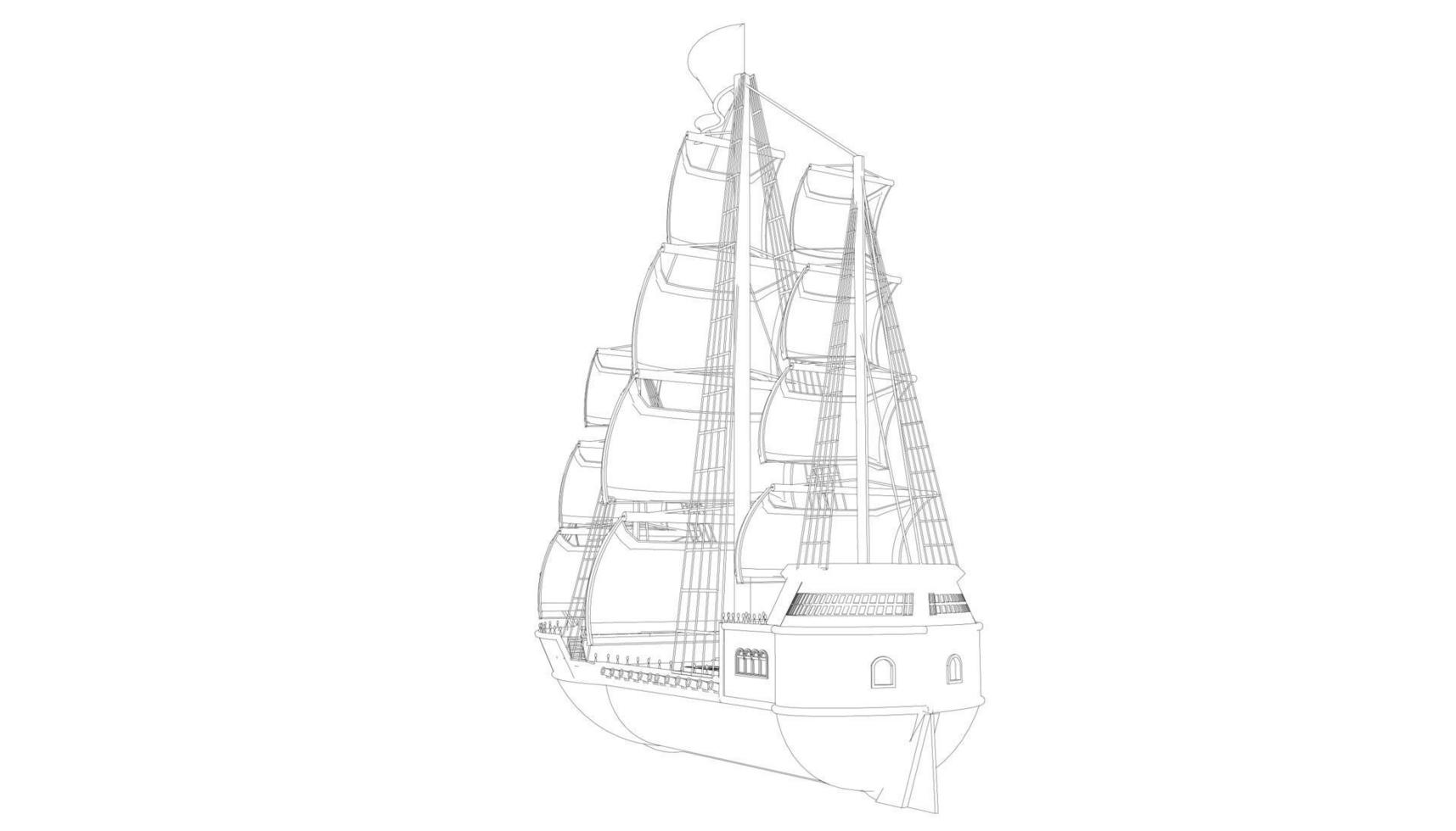 lineart style classic sailboat vector