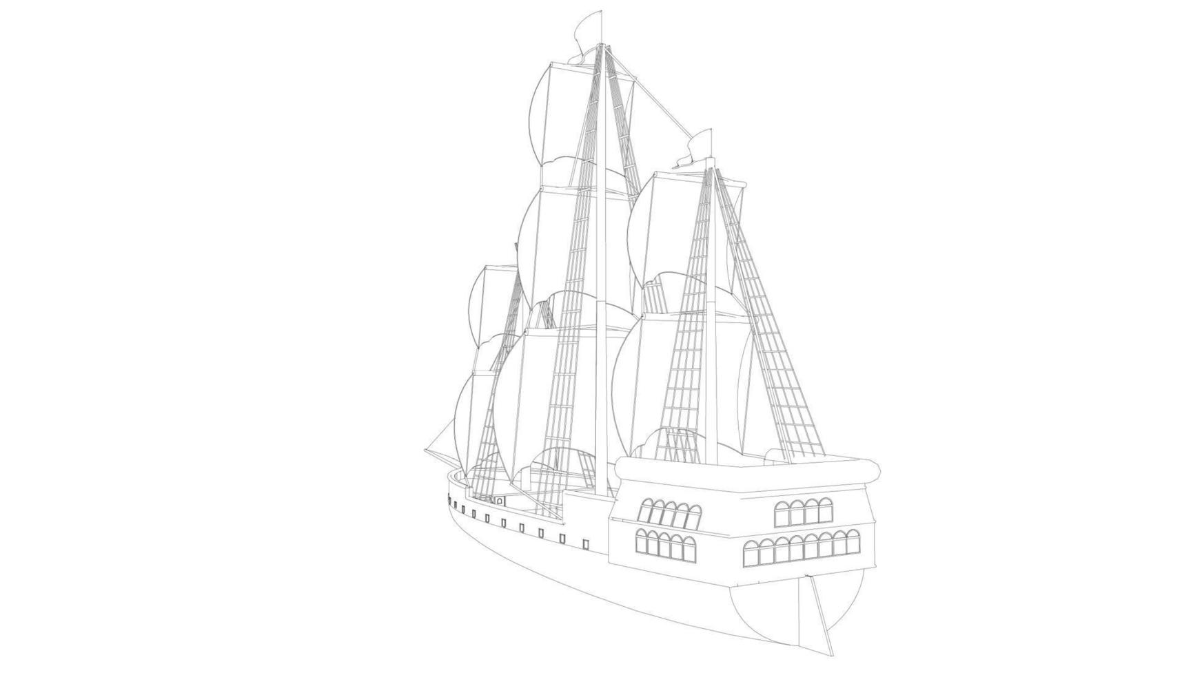 velero clásico estilo lineart vector