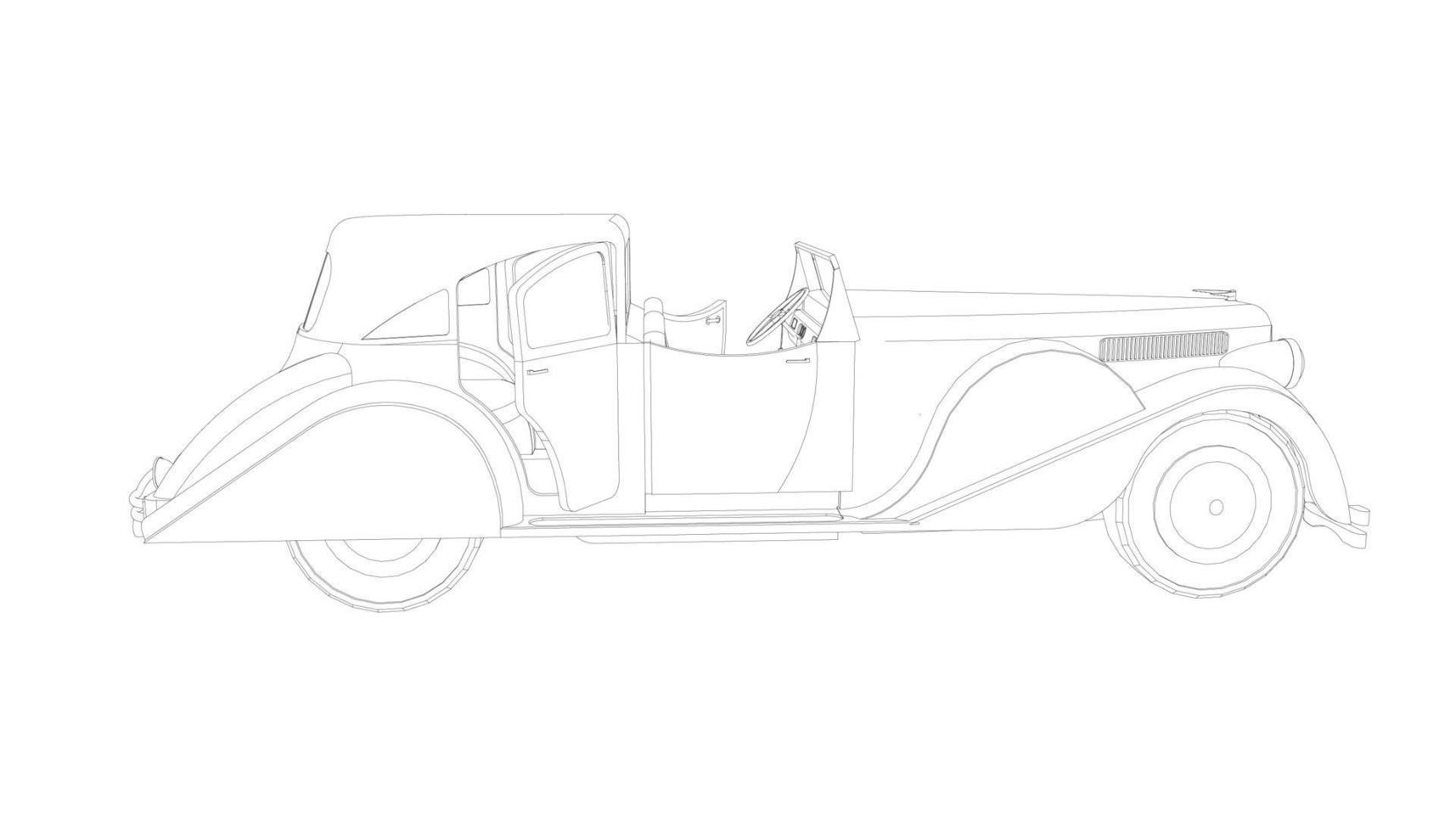 Old car design line art vector