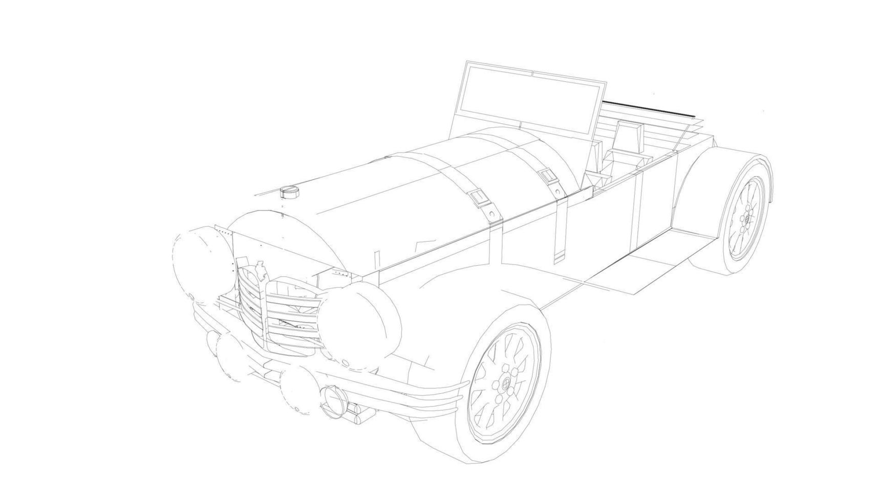 Old car design line art vector