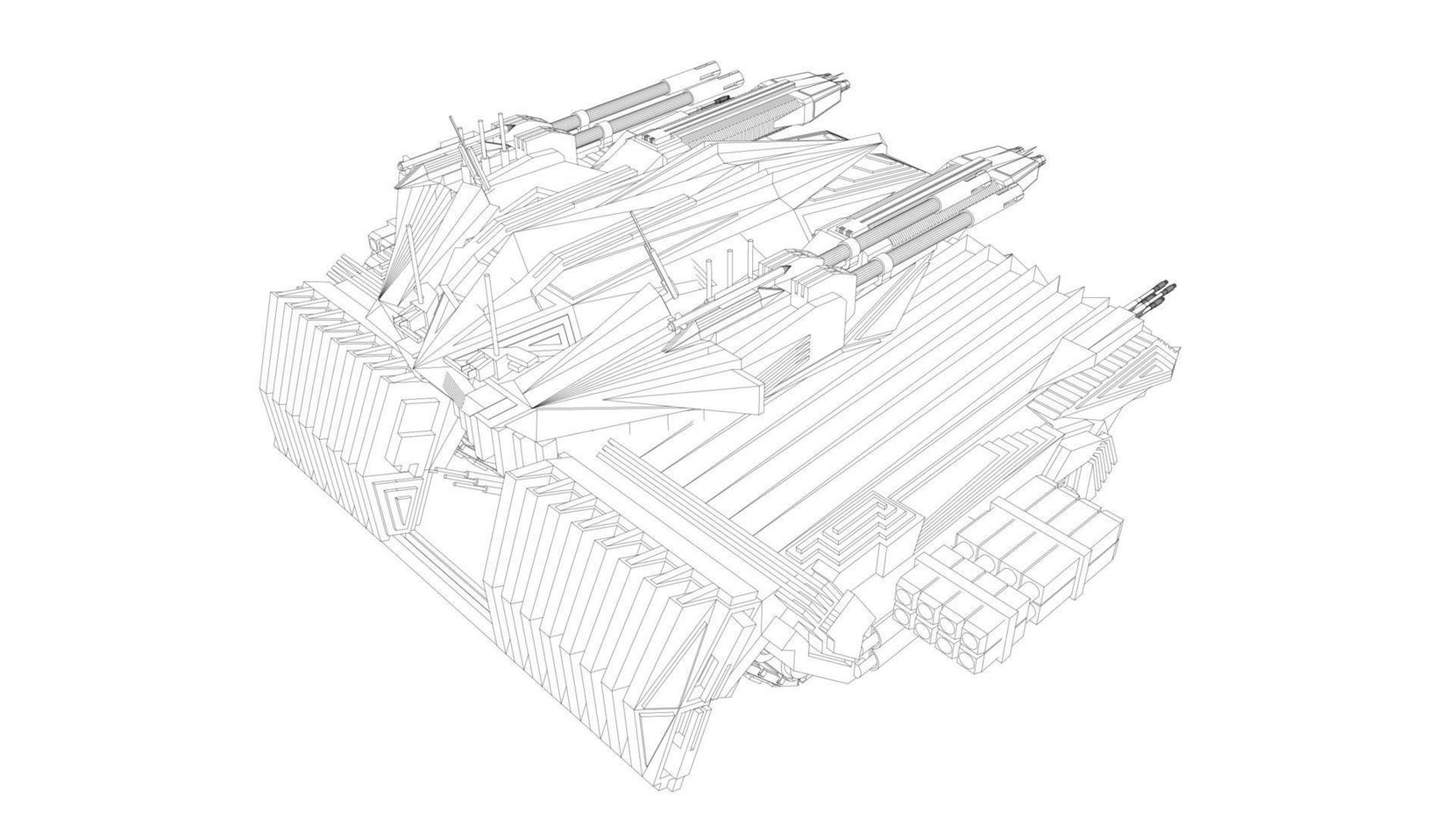 line art of assault tank vector