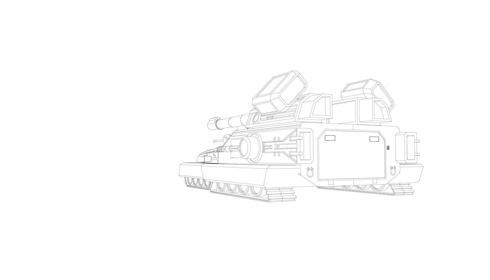 line art of assault tank vector