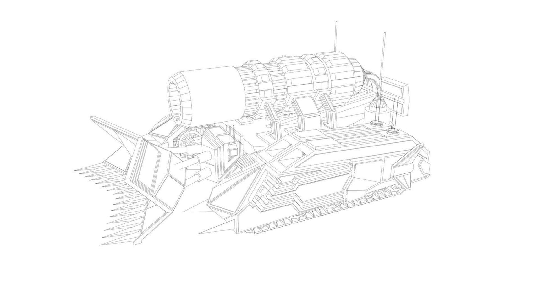 line art of assault tank vector