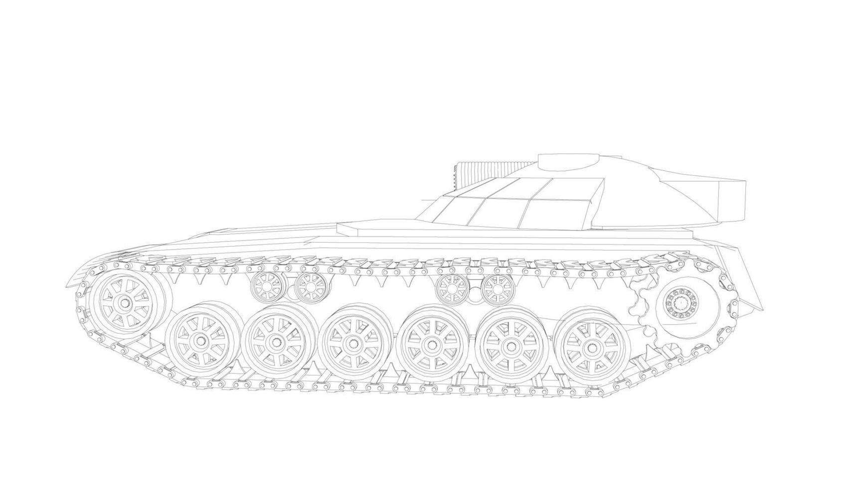 line art of assault tank vector