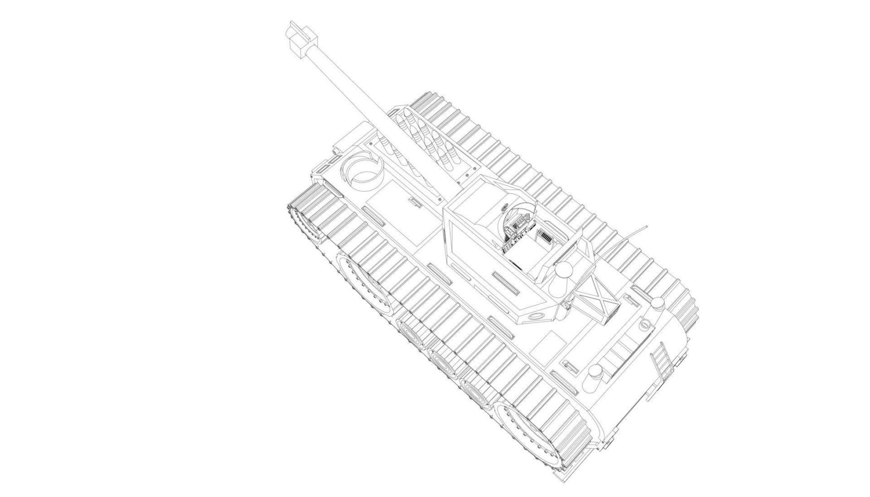 arte lineal del tanque destructor vector