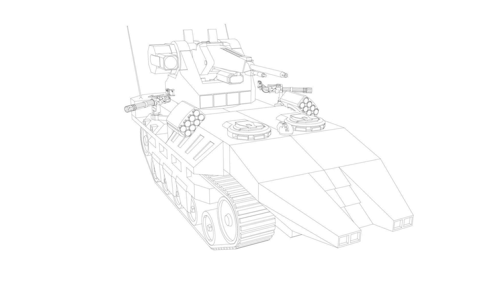 line art of destroyer tank vector