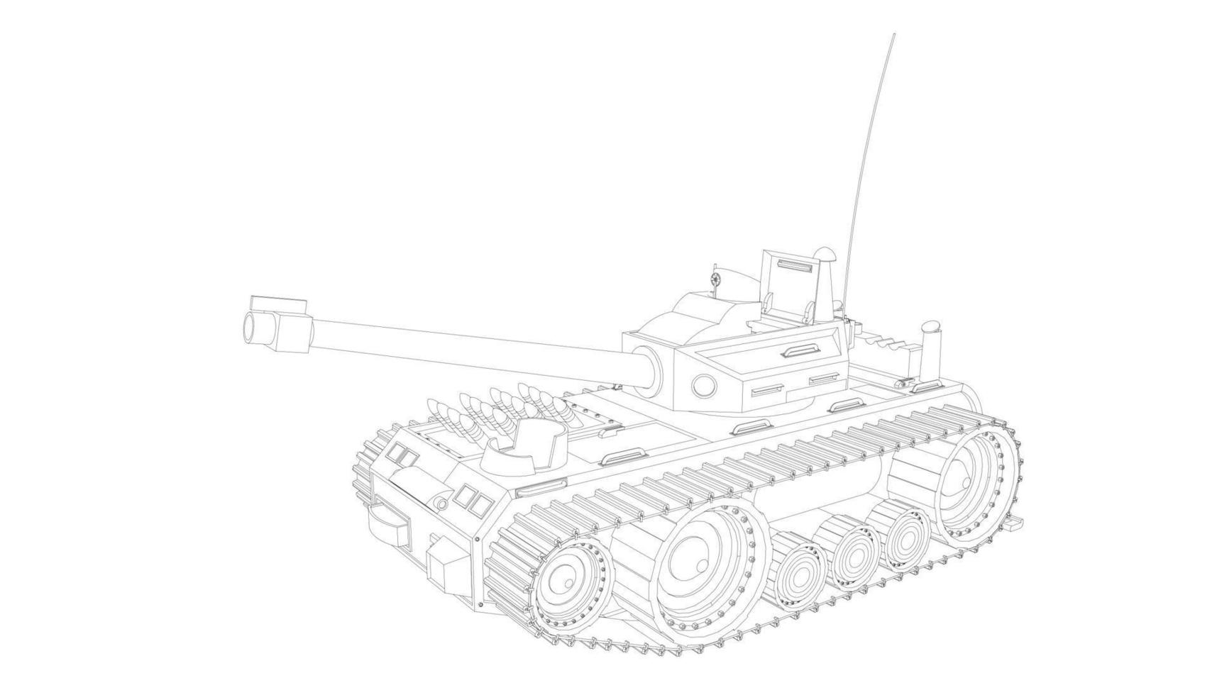 line art of destroyer tank vector