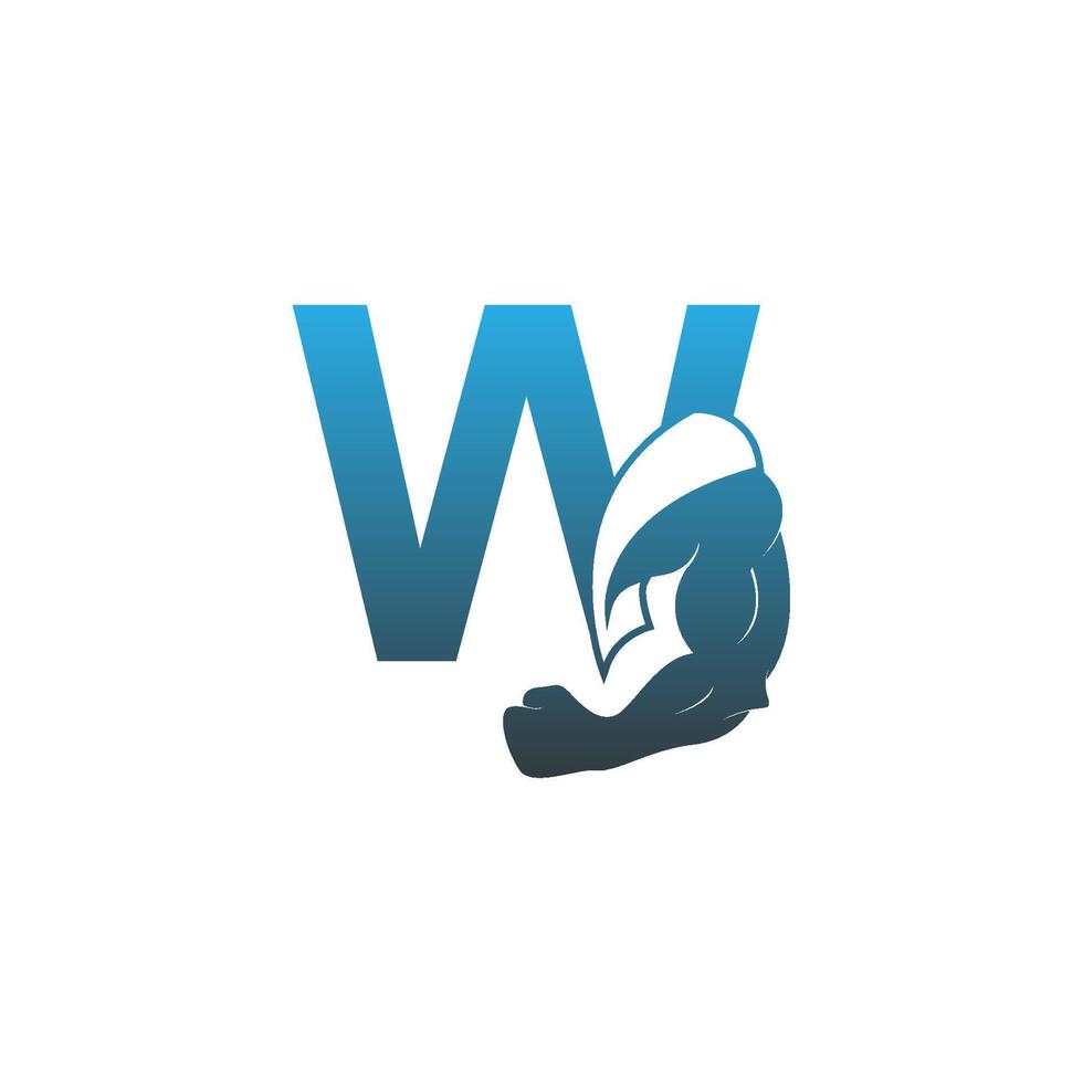 Letter W logo icon with muscle arm design vector